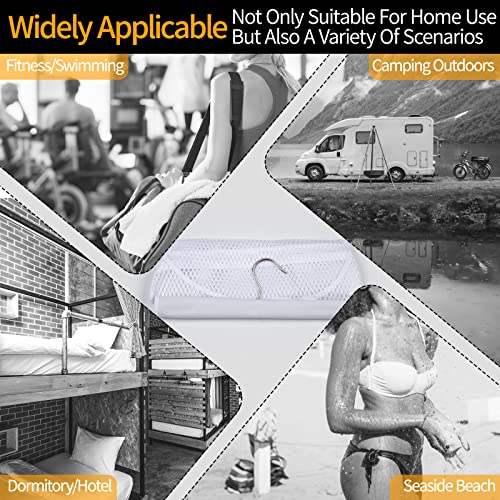Breathable Mesh Laundry Hamper, Bringing Hooks Foldable Hanging Shower Caddy, Fast Drying Portable Space Saving Storage Bag, Applied to College Dorm Rooms, Gym, Swimming and RV Travel (White) - color: White