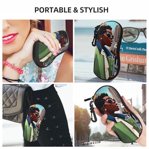 Portable Leather Glasses Case Anti-pressure Glasses Bag Coin Purse Storage Bag Suitable for Men and Women - color: E