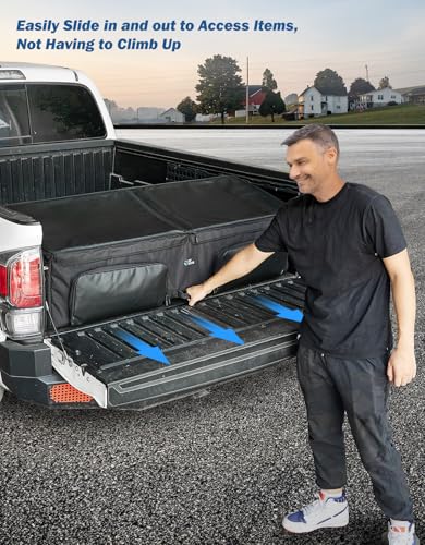 JOYTUTUS Truck Bed Cargo Box Organizer for Pickup, Truck Bed Cargo Bag, Storage Organizer Carrier Accessories for Groceries, Golf, Easily Slide in and Out, Easy Access