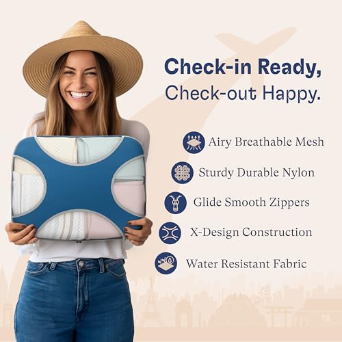 Shacke 8 Set Packing Cubes for Travel – Complete Luggage Organizer Set with Laundry, Shoe, Toiletry & Accessories Bag, Suitcase Travel Organizer (Navy Blue) - color: 8 Set - Navy Blue, size: Set of 8