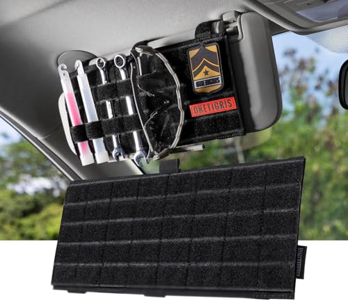 ONETIGRIS Molle Visor Panel Organizer, Tactical Car Sun Visor Organizer Molle Patch Panel Vehicle Visor Storage Holder Pouch, Molle Webbing with Hook-and-Loop Straps for Cars, Trucks, Suvs etc. - style: A