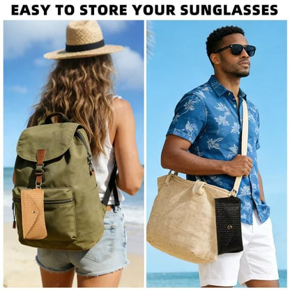 Straw Sunglasses Case Hard Shell Glasses Eyeglass Travel Pouch Women Men Eyewear Organizer Holder with Clip - style: Straw