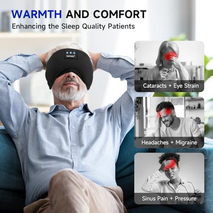 TOPOINT Sleep Mask Headphones Bluetooth Wireless 5.4, Breathable Cotton Eye Mask for Sleeping Side Sleepers Travel Music Headsets with Microphone Handsfree Men Women - color: Black, style: Breathable