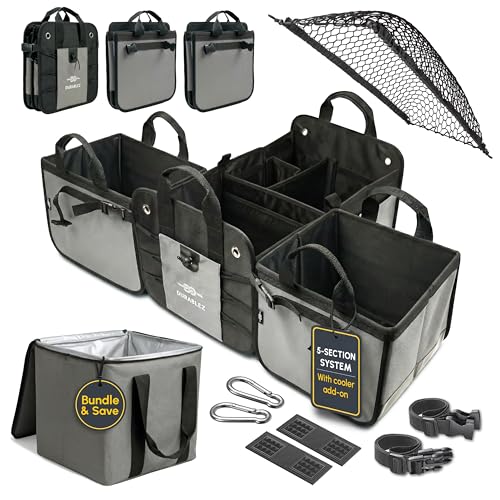 Modular 5-Section Trunk Organizer XL – Car Storage for Groceries, Tools, Sports Gear, Emergency Kits – Extra Large Multi-Module Cargo Box, Foldable, Detachable, Heavy Duty Design – Gray - color: gray, size: 5-section XXXL