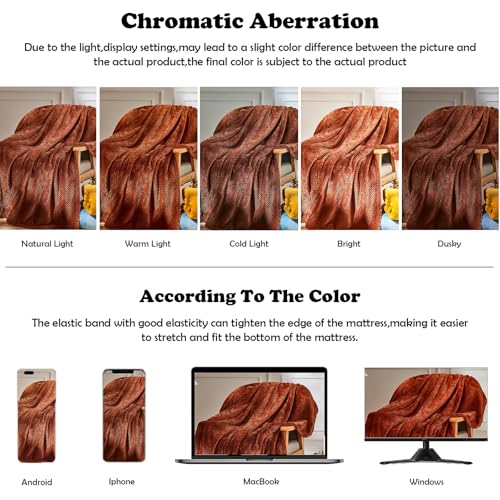 NEWCOSPLAY Super Soft Queen Blanket Coffee Premium Silky Flannel Fleece Leaves Pattern Lightweight Bed Blanket All Season Use (Coffee, Queen(90"x90")) - color: Coffee, size: Queen(90"x90")