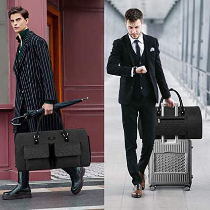 Garment Bag for Travel With Toiletry Bag Convertible Carry On Weekender Bag Large Travel Duffel Bags for Women 2 in 1 Hanging Suitcase Suit Travel Bags for Women & Men 3pcs Set (G-Black) - color: A1-black