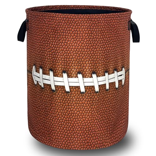 Funny Football Laundry Basket Oxford Cloth Ball Texture Laundry Hamper With Handle Foldable Portable Clothes Storage Basket Football Laundry Bag 18.9"x16.5" For Laundry Room/Bedroom/Bathrooms - color: Retro Football Pattern