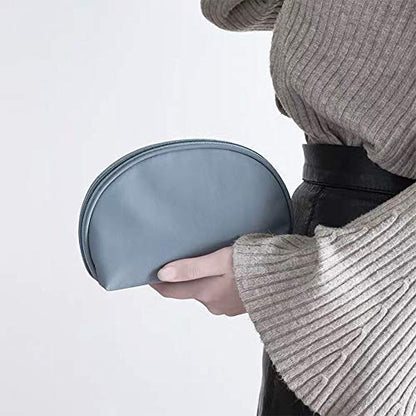 Hekyip Half Moon Cosmetic Beauty Bag for Purse Travel Handy Makeup Pouch for Women Girls (Grey-blue) - color: Grey-blue