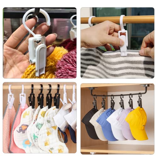 BokWin 10PCS Super Strong Plastic Swivel Hanging Hooks Home Travel Swivel Hanging Laundry Hooks Clip, Windproof Clip, 4.13inch, Black - size: black,10pcs