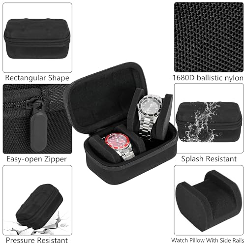 2 slots watch storage box, portable hard watch travel box, watch storage display storage box, padded watch portable box for watches - size: 2 Slot