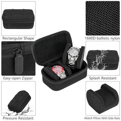 2 slots watch storage box, portable hard watch travel box, watch storage display storage box, padded watch portable box for watches - size: 2 Slot