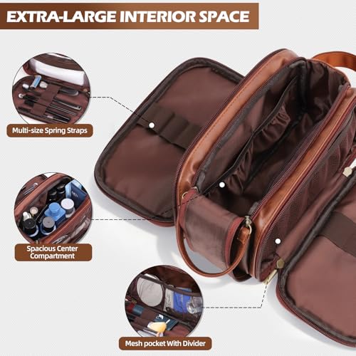 Personalized Groomsmen Gifts Travel Toiletry Bag for Men, Engraved Monogrammed Initial PU Leather Water-Resistant Shaving Bag, Traveling Essentials for Adults Man Dad Husband Boyfriend Groomsmen,S - style: S