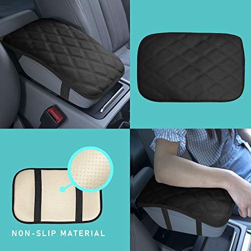 FH Group Faux Leather Diamond Pattern Center Console Armrest Cushion, Luxury Seat Box Cover Protector fits Most Cars, SUVs, and Trucks Black - color: Black, style: Console Cover (Diamond)