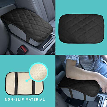 FH Group Faux Leather Diamond Pattern Center Console Armrest Cushion, Luxury Seat Box Cover Protector fits Most Cars, SUVs, and Trucks Black - color: Black, style: Console Cover (Diamond)
