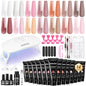 JEWHITENY Poly Extension Gel Nail Kit 14 PCS Poly Gel Kit with Slip Solution and Mini Lamp Nail Art Design Beginner - color: A03