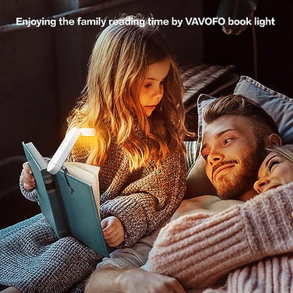 VAVOFO USB Rechargeable Bookmark Reading Light, Blue Light Blocking Amber LEDs for Bedtime Reading - Clip On, 9 Lighting Modes - color: White