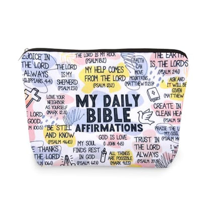 Motivational Christian Bible Verse Gifts for Women Girls Inspirational Makeup Cosmetic Bag Religious Confirmation Baptism Gifts for Christian Affirmation Scripture Toiletry Skincare Bags - color: Daily Bible