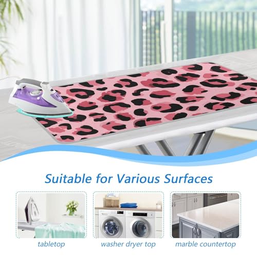 Light Leopard Print Pattern Ironing Mat for Table top Portable Ironing Pad Blanket for Washer Dryer Countertop Travel - color: Light Leopard Print Pattern