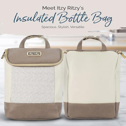 Itzy Ritzy Insulated Bottle Bag – Keeps Bottles Warm or Cool - Holds 3 Bottles & Features Interior Pocket for Ice Pack (Not Included), Vanilla Latte - color: Vanilla Latte