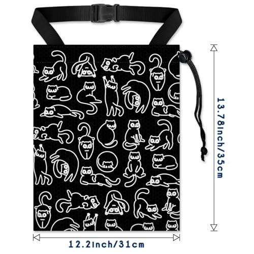 Car Trash Bag Hanging Back of Seat with Adjustable Snap Buckle Strap Cute Printed Drawstring Garbage Bags for Car-Black Cats - color: Black Cats Car Trash Bag