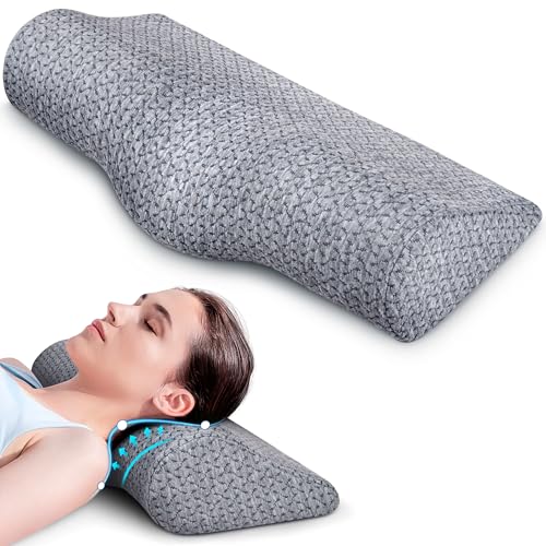 Demelon Cervical Neck Pillows for Pain Relief Sleeping, High-Density Memory Foam Pillow Neck for Bolster Support and Shoulder Relaxer, Decompression Devices Orthopedic Roll Pillow for Bed Office - color: Grey, size: 1 PACK Neck Pillow