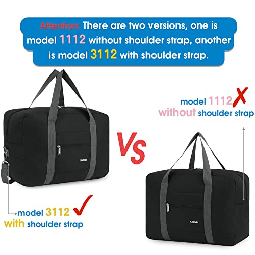 For Spirit Airlines Personal Item Bag Foldable Travel Duffel Bag Tote Carry on Luggage Duffle Overnight for Women and Men - color: 1112-Thick Series Black