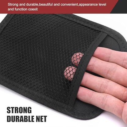 2PCS Car Organizer Net Pocket, Multifunctional Internal Adhesive Storage Bag for Phones Sunglasses ID Cards, Thickened Oxford Side Pocket with Comfortable Cotton, for Most Cars (Black)