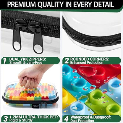 YQBRAO 3-Pack Large Clear Hard Shell Zipper Case, 1.2mm Rigid Toy & Cosmetic Bags, Heavy-Duty Diaper Bag Pouch Set with YKK Zippers, Waterproof Travel & Makeup Organizer (Black) - color: Black, size: 3 Pack(L)