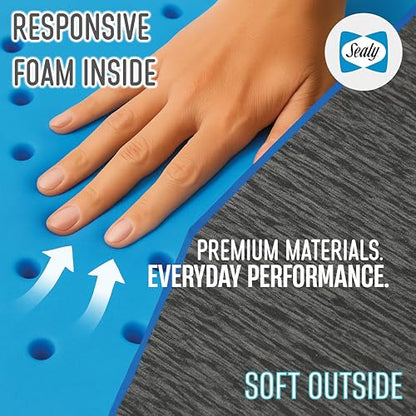 Sealy Memory Foam Seat Cushion for Car and Office Chairs Tailbone Pain Relief, Posture Support, and Comfort for Home Office Use