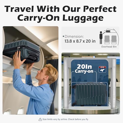 Coolife Carry On Luggage Airline Approved with Wheels Hard Shell Suitcase Spinner TSA Lock Telescopic Handle (20-inch-Teal blue) - color: Teal blue, size: Small(20in)