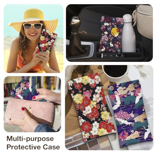 Eyeglasses Sunglasses Case PU Soft Squeeze Top Glasses Pouch for Women Men,Floral Pattern Portable Anti Scratch - color: Blue and Pink