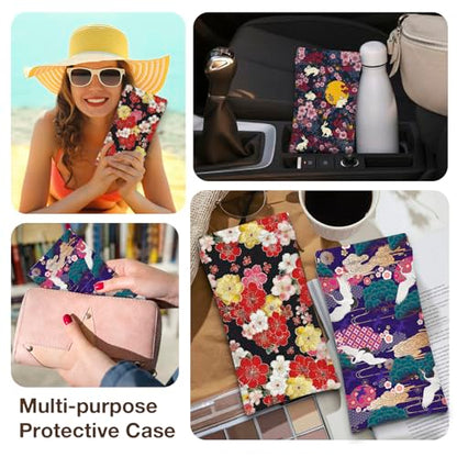 Eyeglasses Sunglasses Case PU Soft Squeeze Top Glasses Pouch for Women Men,Floral Pattern Portable Anti Scratch - color: Blue and Pink