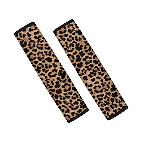 Amzbeauty Leopard Car Seat Belt Pads Cover Universal Soft Strap Shoulder Pad Fit Most Auto Truck, SUV, Airplane