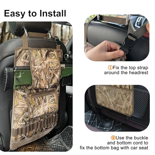 MYDAYS 2 Pack Tactical Seat Back Gun Rack, Camo Front Seat Organizer With Molle Panel Vehicle Holder for Hunting Rifles/Shotguns (Camo2) - color: Camo2