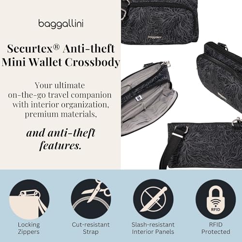 Baggallini Classic Anti-Theft Mini Wallet Crossbody - color: Midnight Blossom