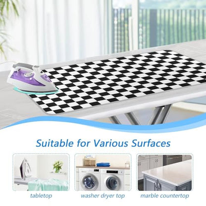 Black White Checkered Plaid Ironing Mat for Table top Portable Ironing Pad Blanket for Washer Dryer Countertop Travel - color: Black White Checkered Plaid