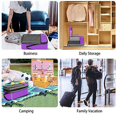 BAGAIL 4 Set/6 Set/8 Set Compression Packing Cubes Travel Accessories Expandable Packing Organizers(Purple HalfMesh 6 Set) - color: 6-Purple, style: Half Mesh