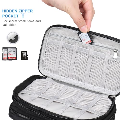 Lacdo USB Flash Drive Case, USB Case Organizer Thumb Drive Holder Portable Storage Bag Large Capacity for SanDisk/Samsung Flash Drives Jump Drive Memory Stick, SD Card, Cables, with Labels, Black
