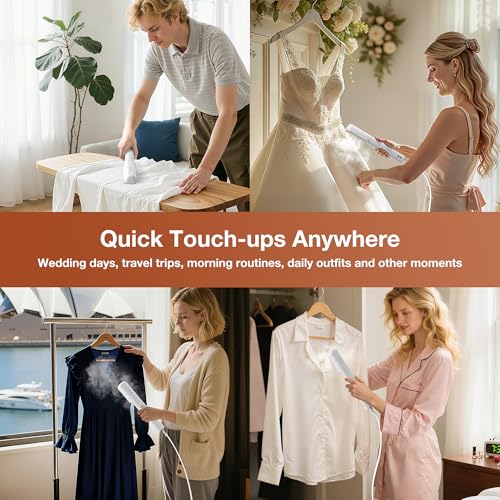 Newbealer 2in1 Travel Iron, 100-240V Clothes Steamer, 2 Steam Levels, Gold | Portable for On-the-Go, Heats in 20s, Dry Iron No Clamp, 180° Rotatable Head, 360° Leak-Proof, Auto-Off, Self-Cleaning, 90ml