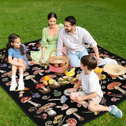 Supfitness Extra Large Picnic Blankets Waterproof Foldable (60 "x 80") Beach Blanket Waterproof Sandproof,3-Layer Thicking Mat Outdoor Packable Camping Blanket - color: Black, size: 60x80in