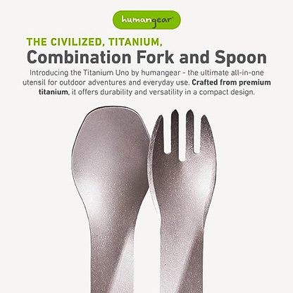 humangear GoBites Uno | Travel & Camping Utensils | Portable & Convertible Dining Ware | Multi-Functional Spork, Titanium - color: Titanium