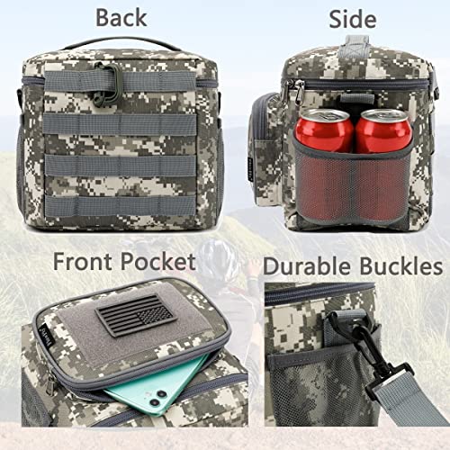 FlowFly Tactical Lunch Bag Large Insulated Lunch Box Cooler Tote for Men, Women with MOLLE/PALS Webbing (Digital#Camo, Medium) - color: Digital#Camo, size: Medium
