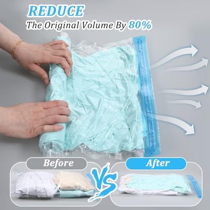 3PCS Compression Bags for Travel Essential, 50x35cm Space Saver Bags, Vacuum Storage Bag No Vacuum and Pump Needed for Clothing Storage, Cruise Accessories, Camping Luggage & Home Organizers