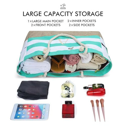 YOOLIFE Large Initial Beach Bag Waterproof Tote Zipper Bag Personalized Gifts for Women Her Birthday Travel Beach Essential - color: Light Blue, style: E
