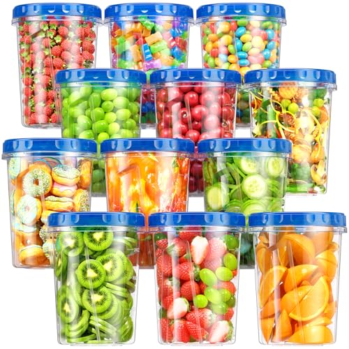 BiuLeon 12 Pack-34oz Freezer Storage Containers, Plastic Food Storage Containers with Twist Top Lids, BPA Free and Reusable Soup Containers with Lids, Leakproof/Microwave/Dishwasher Safe - color: 12Pack-34oz