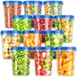 BiuLeon 12 Pack-34oz Freezer Storage Containers, Plastic Food Storage Containers with Twist Top Lids, BPA Free and Reusable Soup Containers with Lids, Leakproof/Microwave/Dishwasher Safe - color: 12Pack-34oz