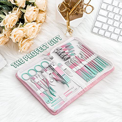 WOAMA Manicure Set 30 In 1 Pedicure Kit Nail Clippers Set Manicure Kit Professional Stainless Steel Nail Kit For Women Men - color: Rainbow