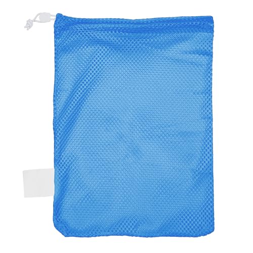 Champion Sports Mesh Equipment Bag – Heavy-Duty Nylon Drawstring Bag with Lock & ID Tag, Breathable Storage Sack for Balls, Swim Gear, Laundry & Toys, Multiple Sizes & Colors - color: Columbia Blue, size: 12" x 18"