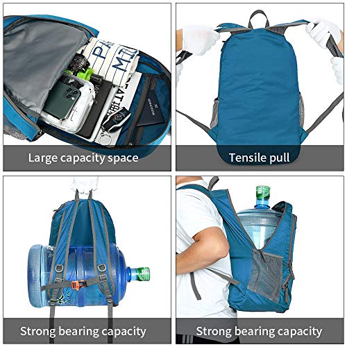 FENGDONG 35L Lightweight Foldable Waterproof Packable Travel Small Hiking Backpack Daypack for men women - color: A5-blue-upgrade