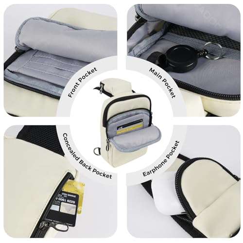 VADOO Sling Bag, Crossbody Bag with Zipper Lock, RFID Blocking & Water Resistant for Men and Women - color: Beige